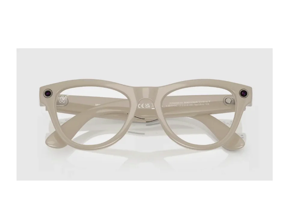 Meta Skyler Gen 1 High Bridge FIT Shiny Chalky Gray Clear/Sapphire Transitions 52-20 Ray-Ban