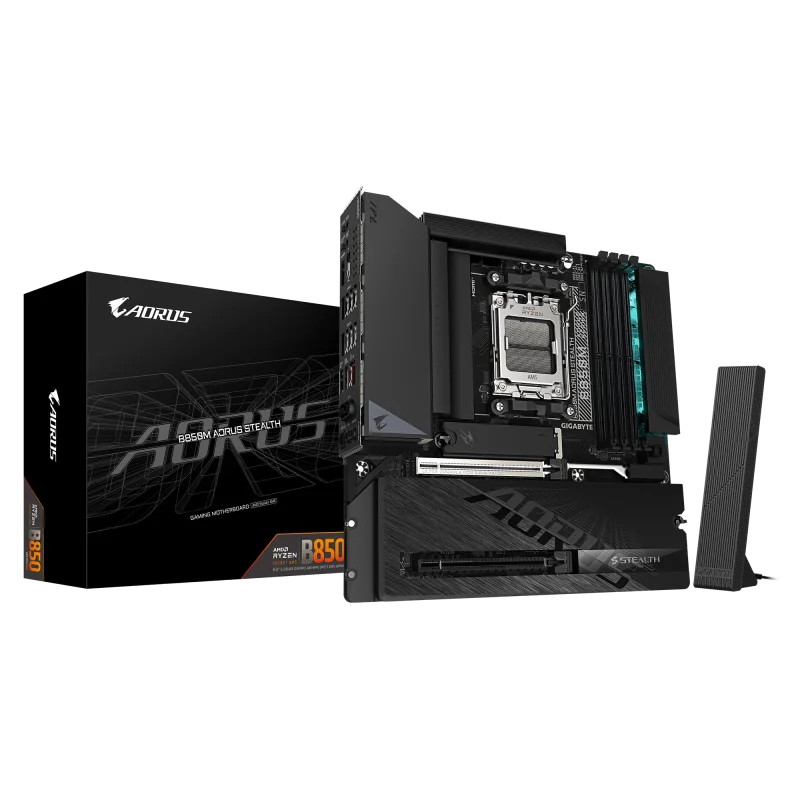 Placa de baza Gigabyte B850M AORUS STEALTH, Socket AM5, DDR5, Micro-ATX Gigabyte