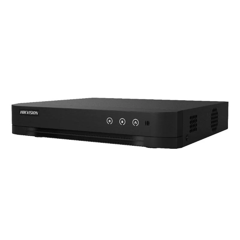 DVR Hikvision 8 canale IDS-7208HUHI-M1/E(E), TURBO HD, H.265 Pro+/H.265 Pro/H.265/H.264+/H.264 video compression, BNC interface (1.0 Vp-p, 75 Ω), supporting coaxitron connection, pana la 16-ch IP camera inputs, pana la 8 MP@8 fps and 5 MP@12 fps encoding