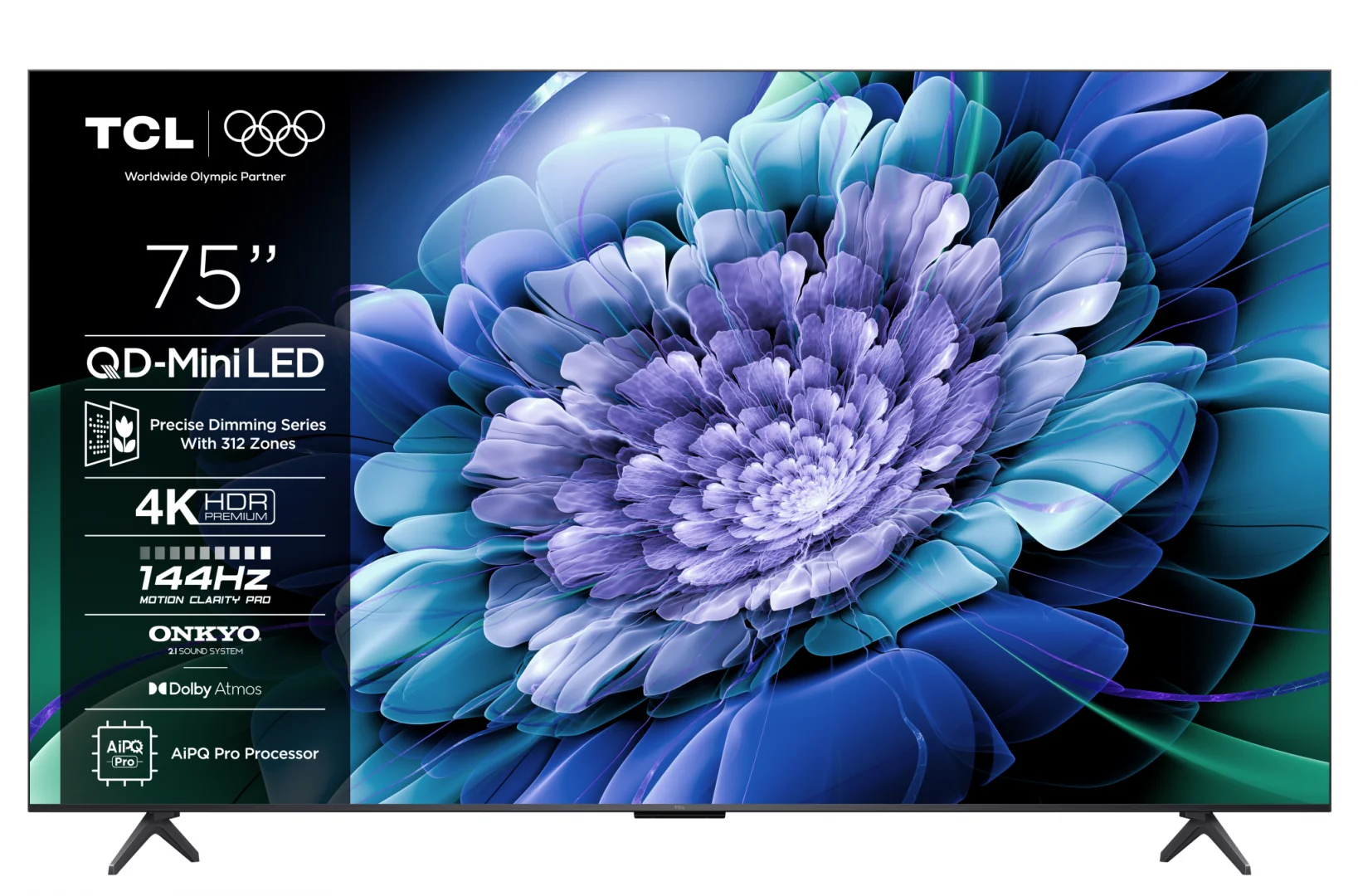 Televizor TCL QD-MiniLED 75C61K, 189 cm, Smart Google TV, 4K Ultra HD, 144Hz, Onkyo TCL