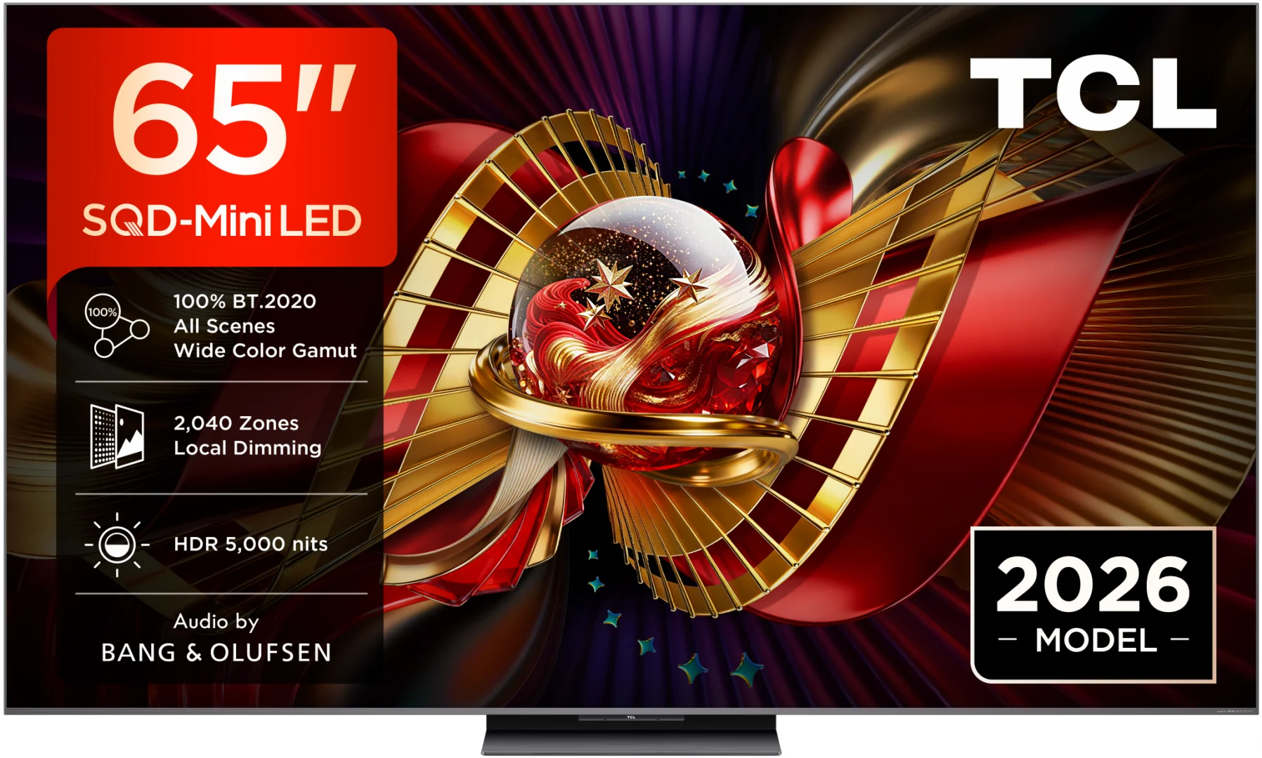 Televizor TCL SQD-MiniLed 65C8L, 164 cm, Smart Google TV, 4K Ultra HD, 144Hz, Bang & Olufsen, Clasa D (Model 2026) TCL