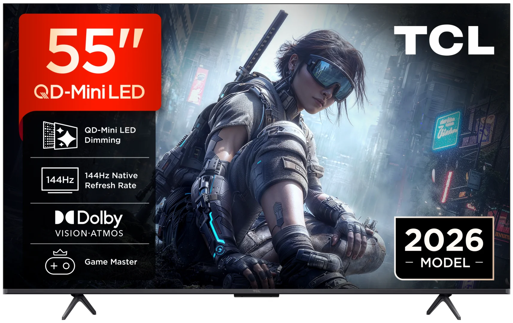 Televizor TCL QD-MiniLED 55T8D, 139 cm, Smart, Google TV, 4K Ultra HD, 144Hz (Model 2026) TCL