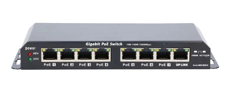 KRATOS PoE Switch 7x Gigabit PoE 1x Uplink RJ45 Power Supply 24V 2.5A 60W Extralink