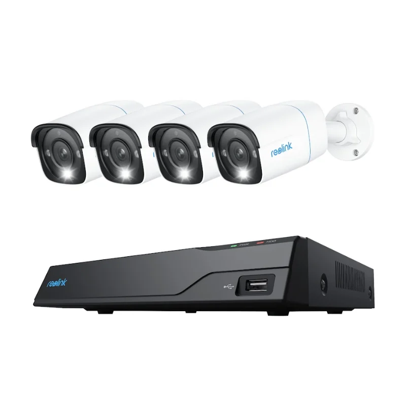 NVR Reolink RLK8-800B4; NVS8-8MB4 Contine un NVR NVS8 si 4 camere B800 4K Ultra HD Security System with Smart Detection Power over Ethernet Person/Vehicle Detection With 8-Channel NVR 2TB HDD Built-In Reolink