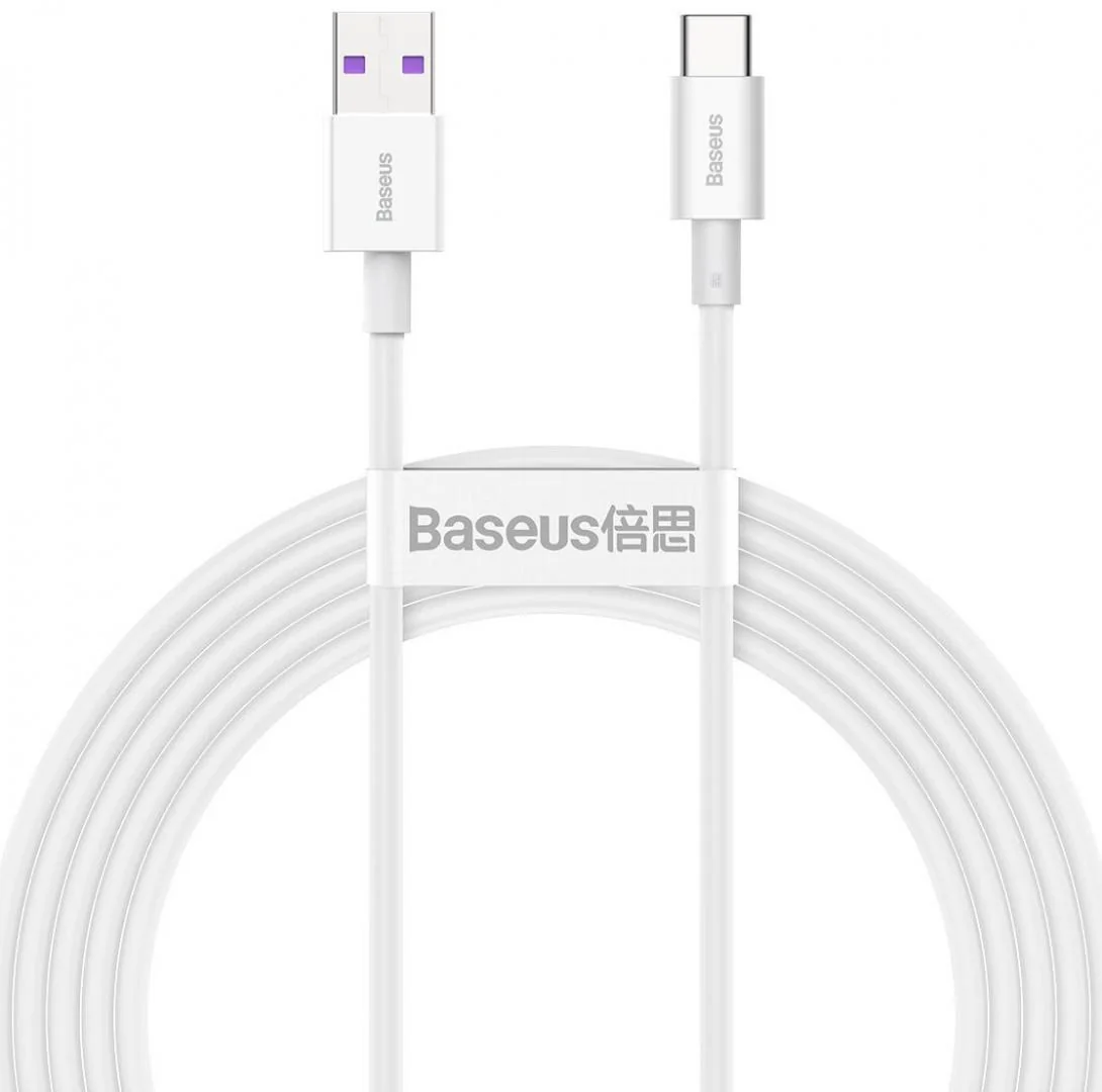 Cablu alimentare si date Baseus Superior, Fast Charging Data Cable pt. smartphone, USB la USB Type-C 66W, 2m, alb Baseus