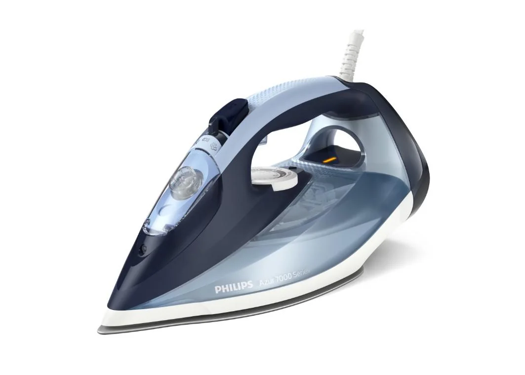 Fier de calcat Philips Azur DST7020/20, 2800W, debit de abur continuu de 50g/min si jet de abur de 250 g, talpa SteamGlide Plus, rezervor de 300ml si sistem de curatare automata cu rezervor integrat pentru calcar, albastru Philips