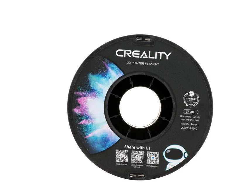 CR-ABS 3D Printer Filament, white,temperatura printare: 220-260, Diametru Filament: 1.75mm, rezistenta la tractiune: 43MPa,diametru suport filament: 200mm, NON-Toxic, Utilizare: pana la 6 luni de la deschiderea ambalajului. Creality
