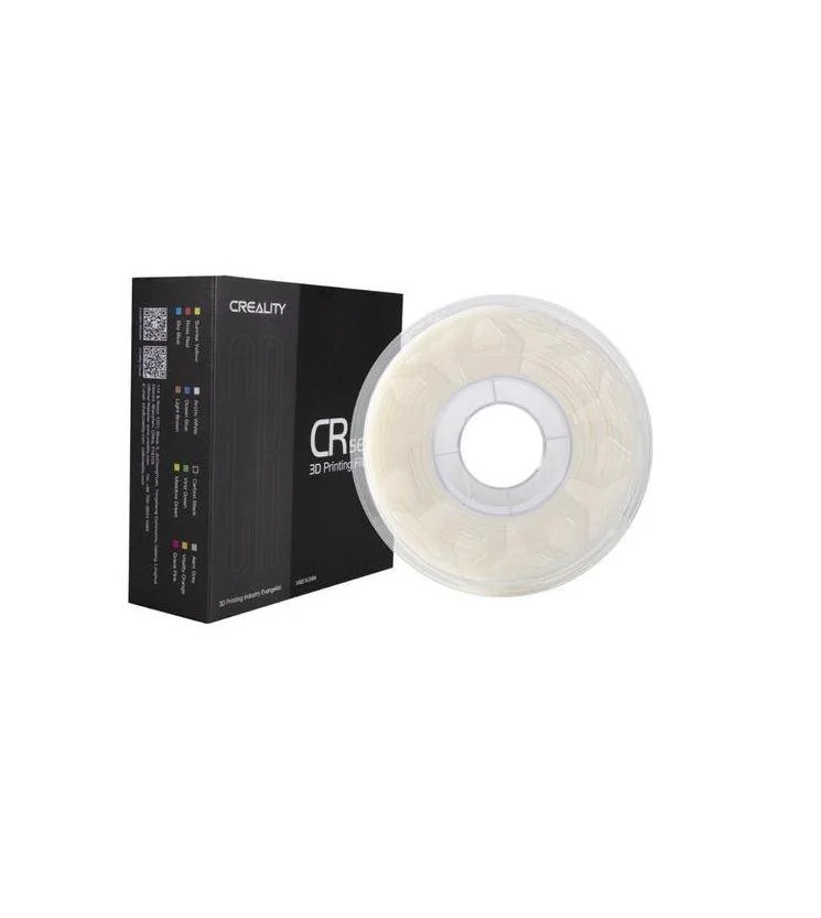 CR-TPU 3D Printer Filament, white, Glossy, 1kg, elastic,rezistent UV, Printing temperature: 210-240, Filament diameter: 1.75mm, Size of filament wheel: Diameter 200mm, height 66mm, hole diameter 56mm. Utilizare: pana la 6 luni de la deschiderea Creality