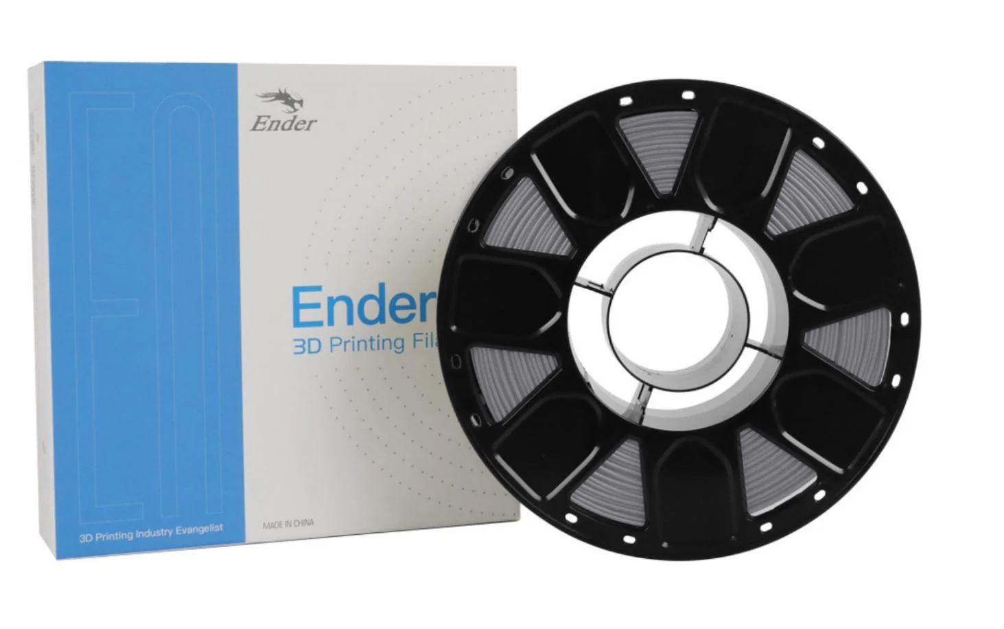ENDER PLA 3D Printer Filament, 1KG, Grey, Printing temperature: 200, Filament diameter: 1.75mm, Tensile strength: 60MPa, Size of filament wheel: Diameter 200mm, height 70mm, hole diameter 56mm. Creality