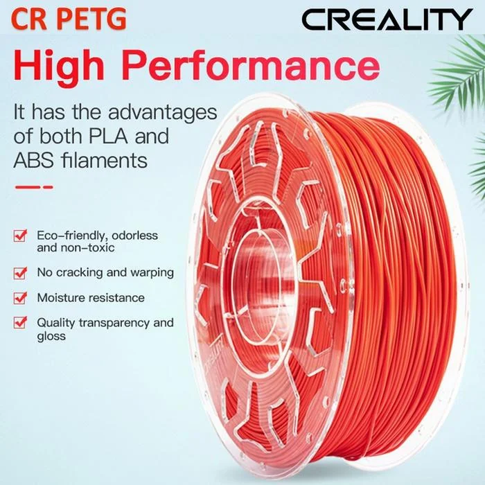 CR PETG 3D Printer Filament, red, Printing temperature: 230-250°C, Filament diameter: 1.75mm, Tensile strength: 49MPa, Size of filament wheel: Diameter 200mm, height 66mm, hole diameter 53mm. Eco-friendly, odorless, non-toxic. Utilizare: pana la Creality