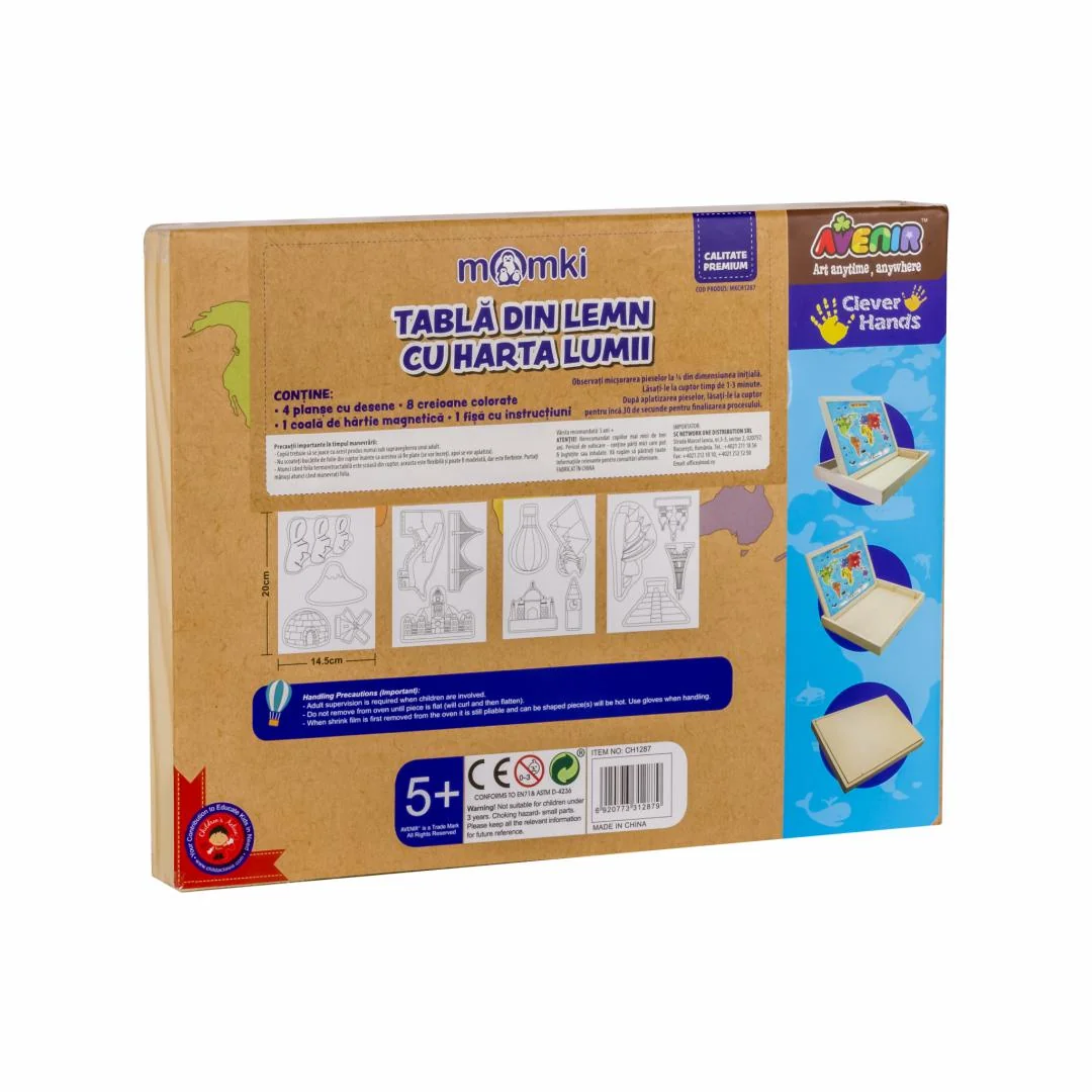 Tabla din lemn cu harta lumii Momki