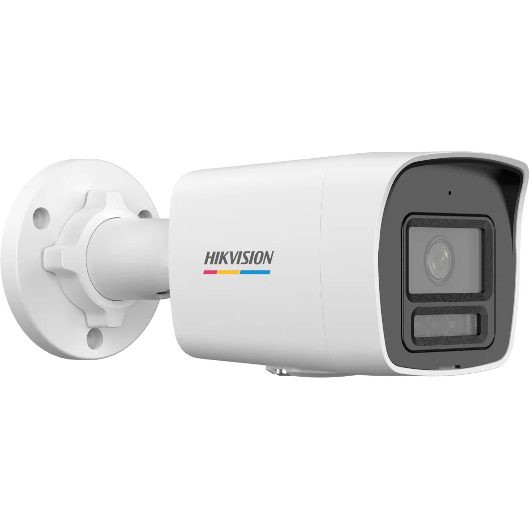Cameră de supraveghere Hikvision IP Bullet 2 MP; Senzor: 1/2.8" Progressive Scan CMOS, lentilă fixă: 2.8 mm (unghi de vizualizare: 106°), tehnologie WDR: 120 dB WDR, ieșiri video: 1 RJ45 10M/100M, iluminator nocturn: Smart Hybrid Light (IR/Lumină Albă) Hikvision