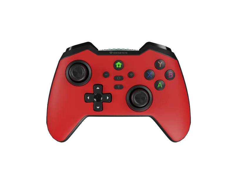 Controller wireless Genesis Mangan 400, tip Analog/Digital, interfata USB, bluetooth, numar butoane 19, lungime cablu 200 cm, acumulator 000 mAh, compatibilitate Android, iOS, MAC, Windows 10,11,7,8, rosu