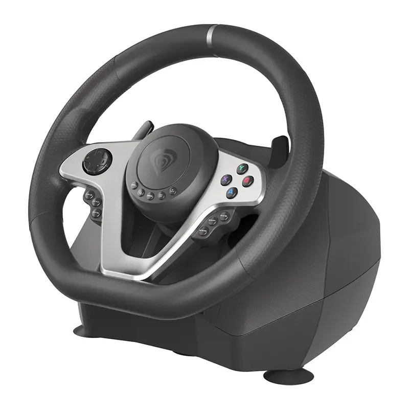 Volan Genesis cu fir Seaborg 400, interfata USB, 15 butoane, rotatie 900°, lungime cablu 200cm, compatibil cu Microsoft XBOX 360, XBOX One, Microsoft XBOX Series S, Microsoft XBOX Series X, Nintendo Switch, PC. Sony PlayStation 3, Sony PlayStation 4,
