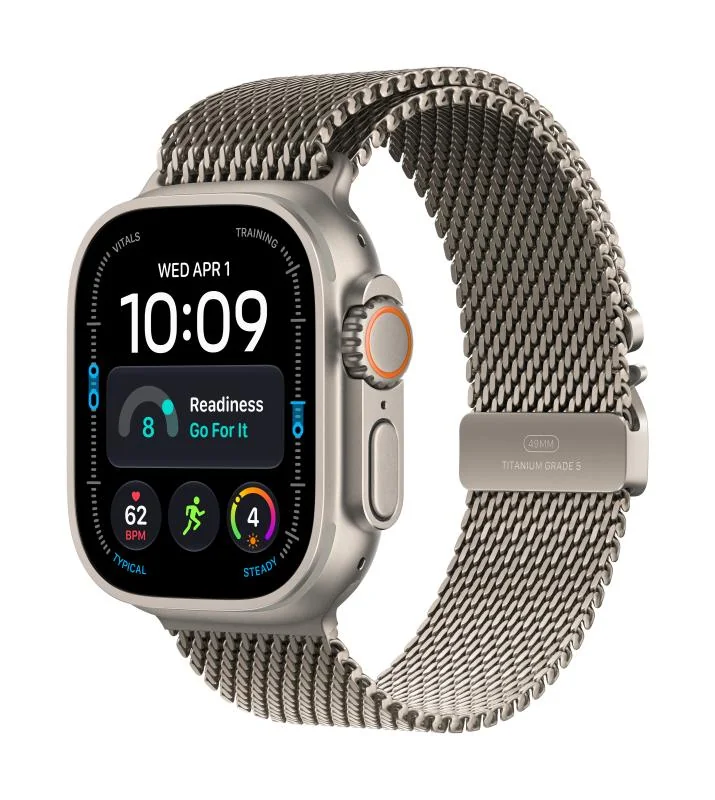 Watch Ultra 4 GPS + Cellular 49mm Natural Titanium Case with Natural Titanium Milanese Loop - L Apple