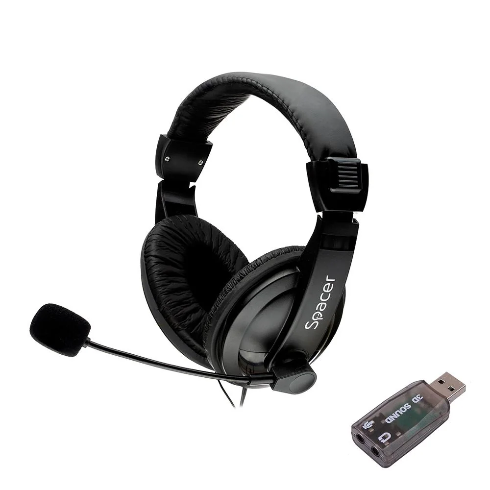 Casti Head-band SPACER SPK-222-USB, Cu Fir, Negru Spacer