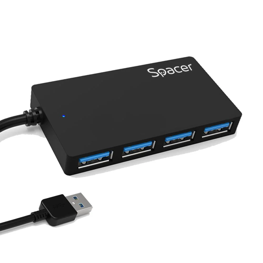 Hub USB SPACER SPH-332, USB-A, 4 porturi, Negru Spacer