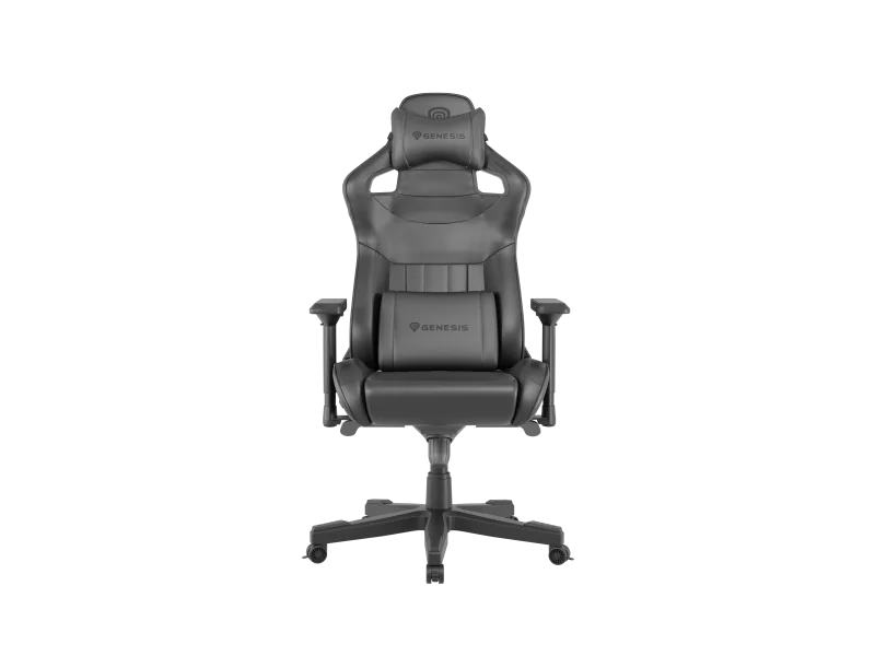 Scaun gaming Genesis Nitro 950, material piele ecologica, reglabil pe inaltime, greutate maxima suportata 150 kg, inaltime scaun reglabil 50 - 55 cm, spatar ajustabil 160°, dimensiuni roti 60mm, echipat cu piston cu gaz clasa 4, manere 4D, negru