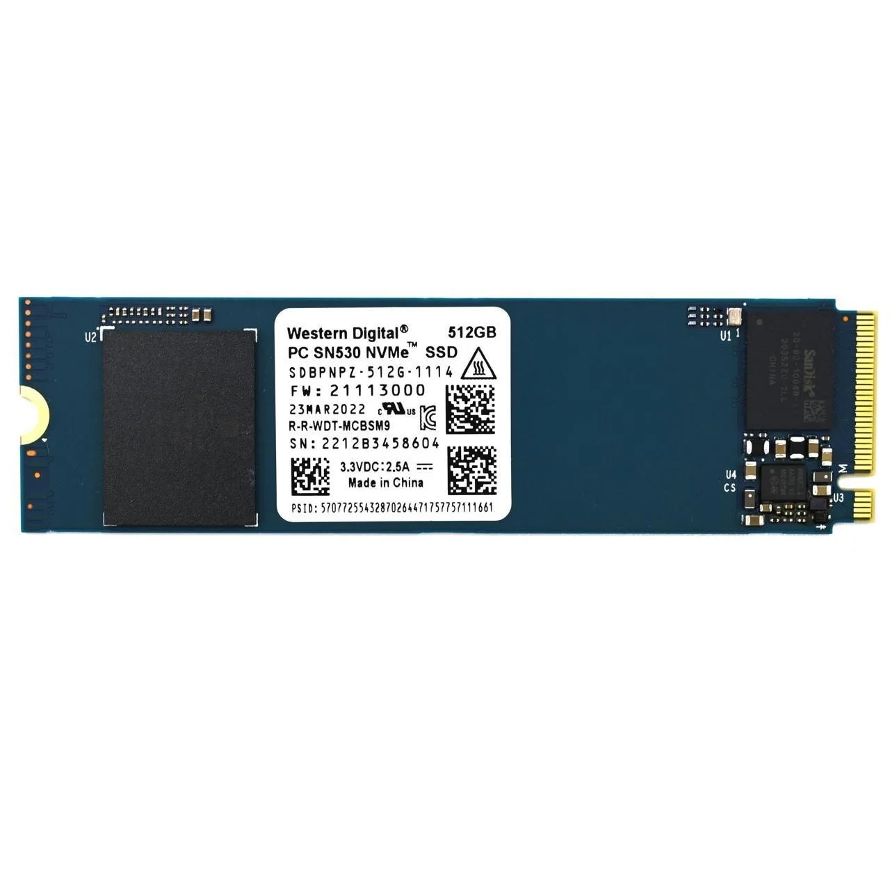 Solid-state drive SSD Western Digital PC SN530 M.2 NVMe 512GB, refurbished (SKU: SN530-ref) WD