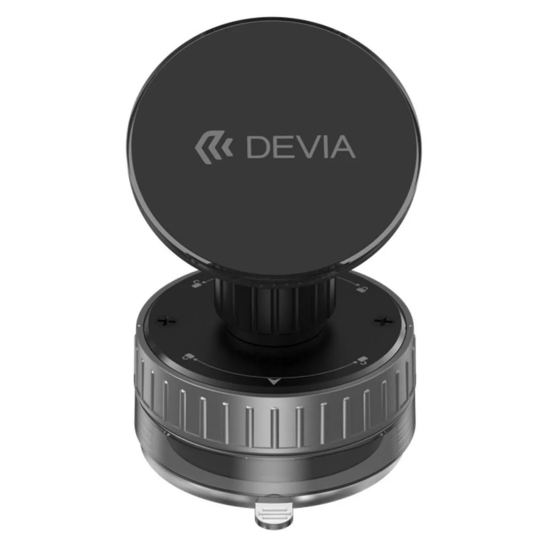 Suport Magnetic Devia Stand Ultra1, rotatie 360 grade, prindere ventuza, Negru Devia