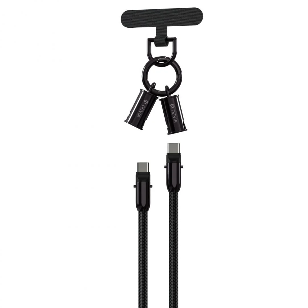 Cablu Devia Extreme Speed Woven Type-C la Type-C Fast Charge PD 60W, cu snur 0.3m, Negru Devia
