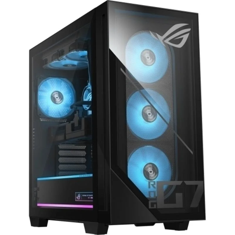 Desktop Gaming ASUS ROG G700TZ cu procesor AMD AMD Ryzen 7 9800X3D pana la 5.2 GHz, 32 GB DDR5, 1TB SSD, RTX 5080, Fara OS, Negru ASUS