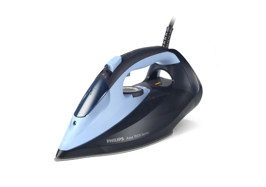 Fier de calcat Philips Azur DST7041/20, 2800W, debit de abur continuu de 50g/min si jet de abur de 250 g, talpa SteamGlide Elite, rezervor de 300ml si sistem de curatare automata cu rezervor integrat pentru calcar, oprire automata de siguranta, albastru Philips