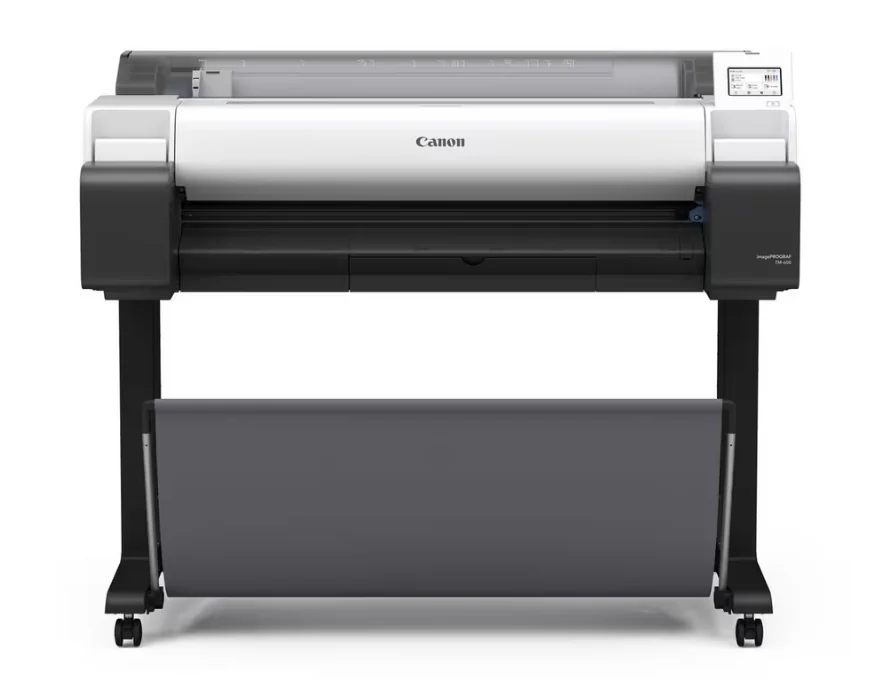 Plotter Canon TM-500, Format A1, 24", 5 culori MBK/BK/C/M/Y, Rezolutie imprimare: 2.400 x 1.200 dpi, Densitate duza: 1.200 dpi x 2 linii, Limbaje HP-GL/2, HP RTL, JPEG (ver. JFIF 1.02), CALS G4 (trimitere numai prin FTP), Interfata: USB, Retea, WI-FI, Canon