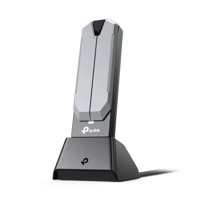 BE6500 High Gain Tri-Band Wi-Fi 7 USB Adapter SPEED: 2882 Mbps at 6 GHz + 2882 Mbps at 5 GHz + 688 Mbps at 2.4 GHz SPEC: 2Ć High Gain External Antennas, USB 3.0, Cradle with Extension Cable FEATURE: Wi-Fi 7, MU-MIMO, OFDMA, HE160, WPA3, MLO, 4K QAM