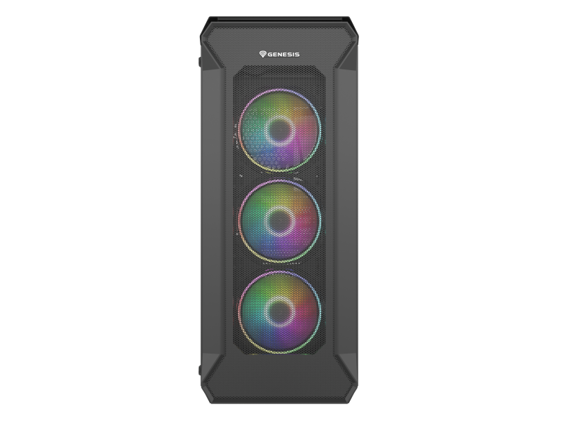 Carcasa GENESIS IRID 505 V2 Mid Tower ARGB NEGRU, Tempered Glass, Sloturi Expansiune 8, Drive Bays: 2x3.5" 7x2.5", Ventilatoa