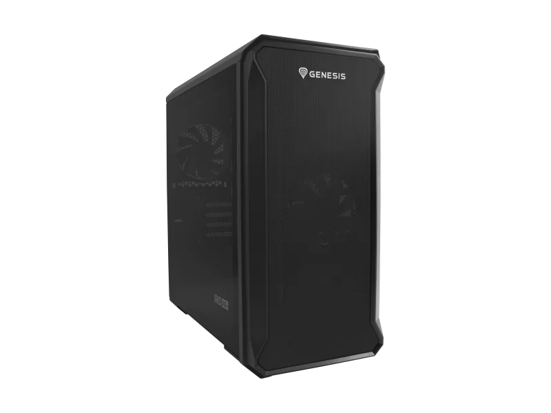 Carcasa GENESIS IRID 503 V2 Mini Tower NEGRU, Tempered Glass, Sloturi Expansiune 4, Drive Bays: 2x3.5" 3x2.5", Ventilatoare Suportate: 6 (spate: 1x120mm, fata: 3x120mm sau 2x140mm, sus: 2x120mm sau 2x140mm), Ventilatoare Incluse: 2 (2x120mm), Format