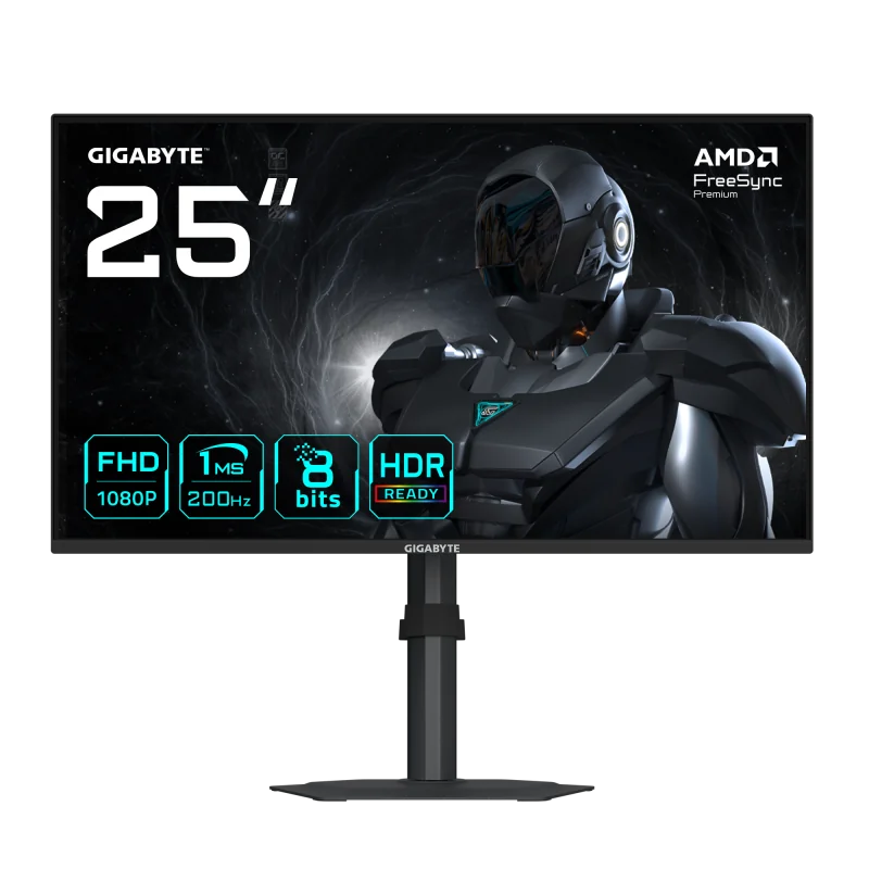 Gigabyte Monitor gaming 24.5" G25F2, Non-glare, Rezolutie: 1920 x 1080 (FHD), Luminozitate: 300 cd/m2 (TYP), Contrast: 1000:1, Unghi vizualizare: 178°(H)/178°(V), Culori: 16.7M, Timp raspuns: 1ms (GTG), Refresh rate: 200Hz, HDR 10, Interfata: 2 x HDMI