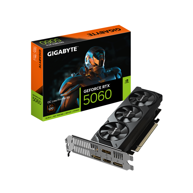 Placa Video GIGABYTE GEFORCE RTX 5060 OC LOW PROFILE 8GB GDDR7 128 bit, PCIE 5.0, 2x DP 2.1b 1x DP 1.4a 1x HDMI | Altamag.ro