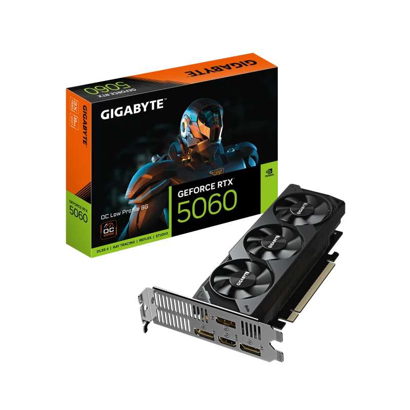 Placa Video GIGABYTE GEFORCE RTX 5060 OC LOW PROFILE 8GB GDDR7 128 bit, PCIE 5.0, 2x DP 2.1b 1x DP 1.4a 1x HDMI