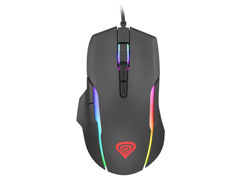 Mouse gaming cu fir Gensesis Xenon 220, senzor optic, interfata USB, rezolutie maxima 12800 DPI, numar butoane 7, iluminare RGB, silent switches, maximum frame rate 7 000 FPS, negru