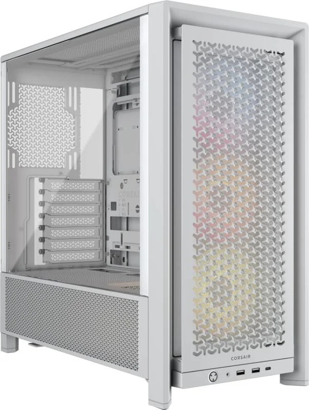 Carcasa CORSAIR FRAME 4000D RS Modular Mid Tower ARGB ALB, Tempered Glass, Sloturi Expansiune 7 orizontale sau 3 verticale, Drive Bays: 2x3.5" 4x2.5", Ventilatoare Suportate: 12 (spate: 1x120mm sau 1x140mm, fata: 3x120mm sau 2x140mm sau 2x200mm, lateral: