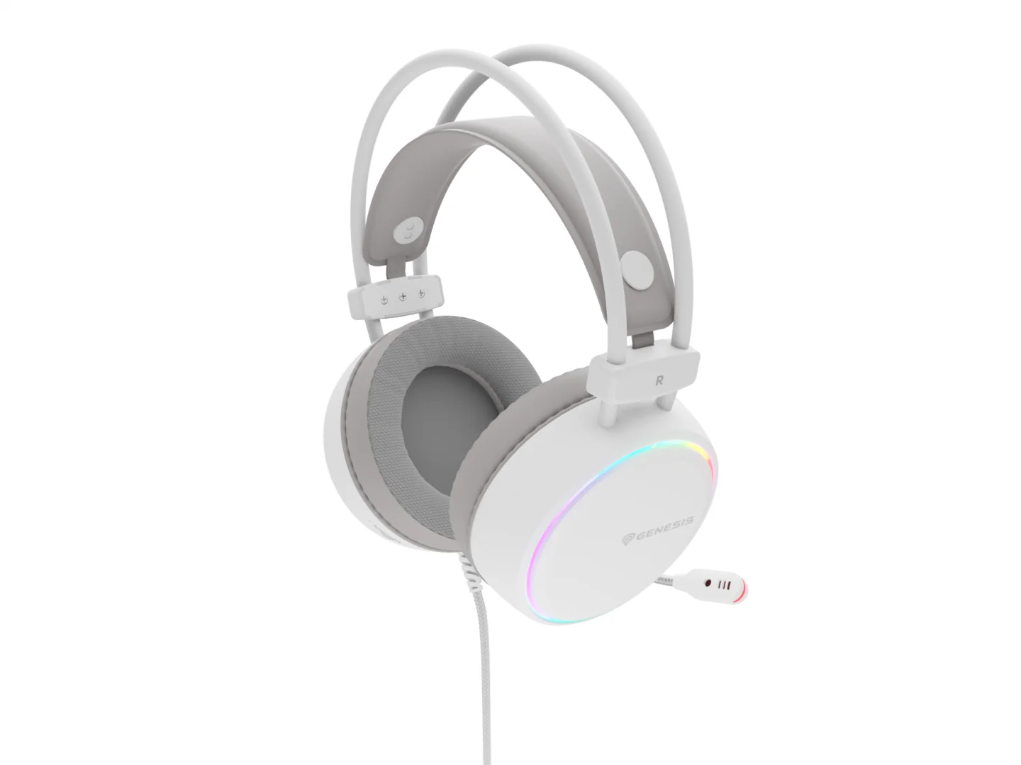 Casti gaming cu fir Genesis Neon 613 G2, sunet stereo, microfon, impendanta 32 Ohm, frecventa raspuns 20 - 20.000 Hz, lungime cablu 220 cm, iluminare RGB, frecventa raspuns microfon 10 Hz - 10 KHz, sensibilitate -42dB, conectivitate 1x Jack 3.5 mm TRRS,