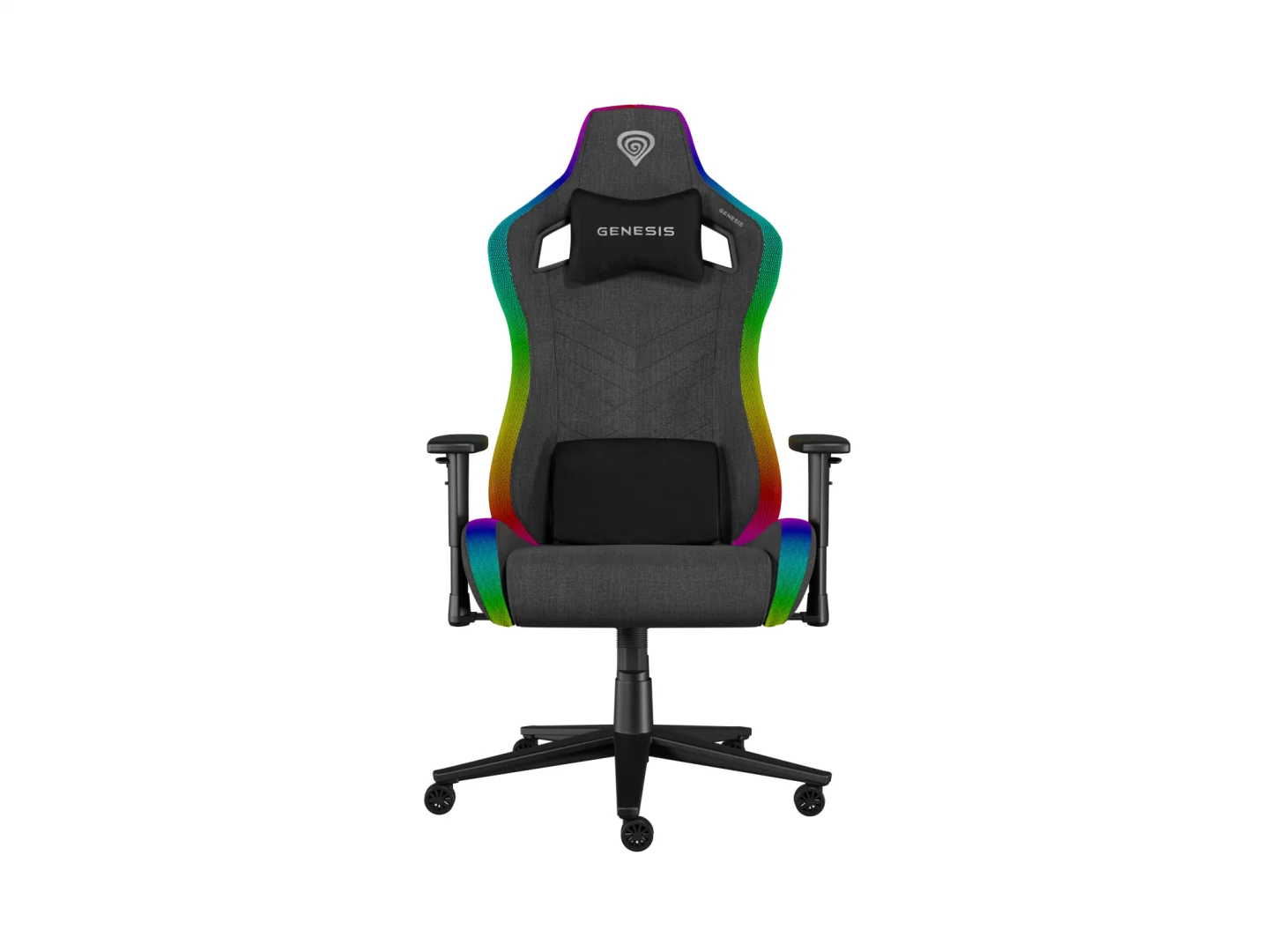 Scaun gaming Genesis TRIT 660, material textil, iluminare RGB, suporta pana la 150 kg, inaltime reglabila, spatar ajustabil, gri