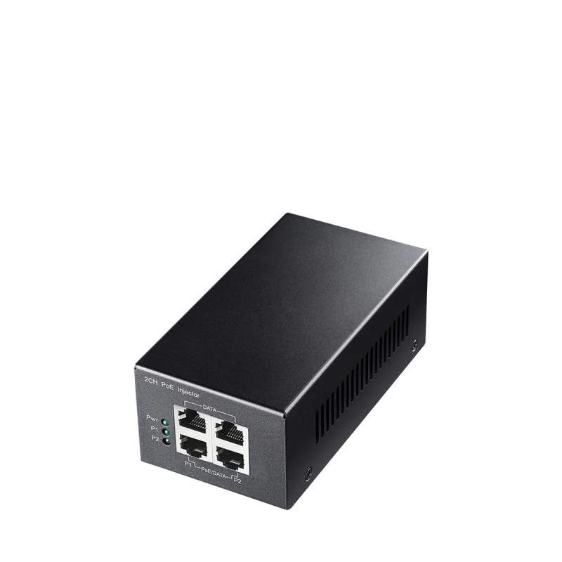 CUDY 2 Channel 30W Gigabit PoE+/PoE Injector, 2 x 30W Power Supply, 802.3at/802.3af Standard, Data and Power Carried over The Same Cable Up to 100 Meters, Metal Case