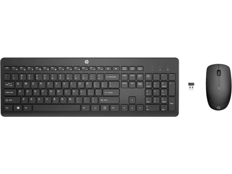 HP 235 Wireless Mouse and Keyboard Combo, Culoare: Negru, Dimensiuni: 44 x 14,62 x 2,76 mm (tastatură); 6,33 x 11,5 x 3,62 cm (mouse), Greutate: 0,5 kg (tastatură); 0,06 kg (mouse), Garantie 1 an