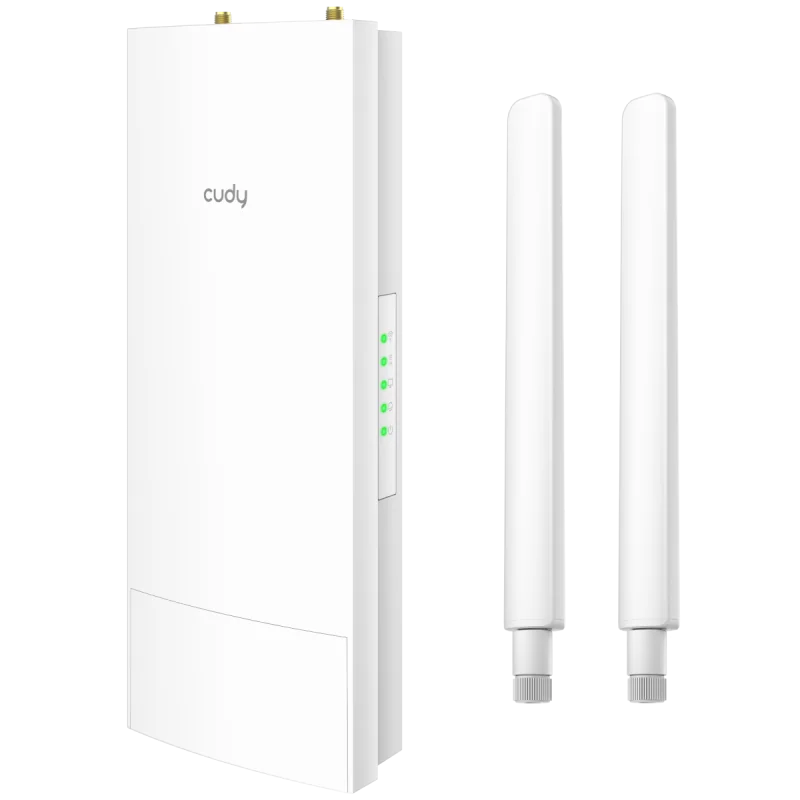 CUDY AC1200 WiFi Outdoor Repeater, Access Point, 867Mbps at 5GHz + 300Mbps at 2.4GHz, 1 x 100Mbps RJ45, 2 Detachable Antennas, 24V passive PoE, IP65 Waterproof, lightning protection, 24V passive PoE adapter included, Cudy APP