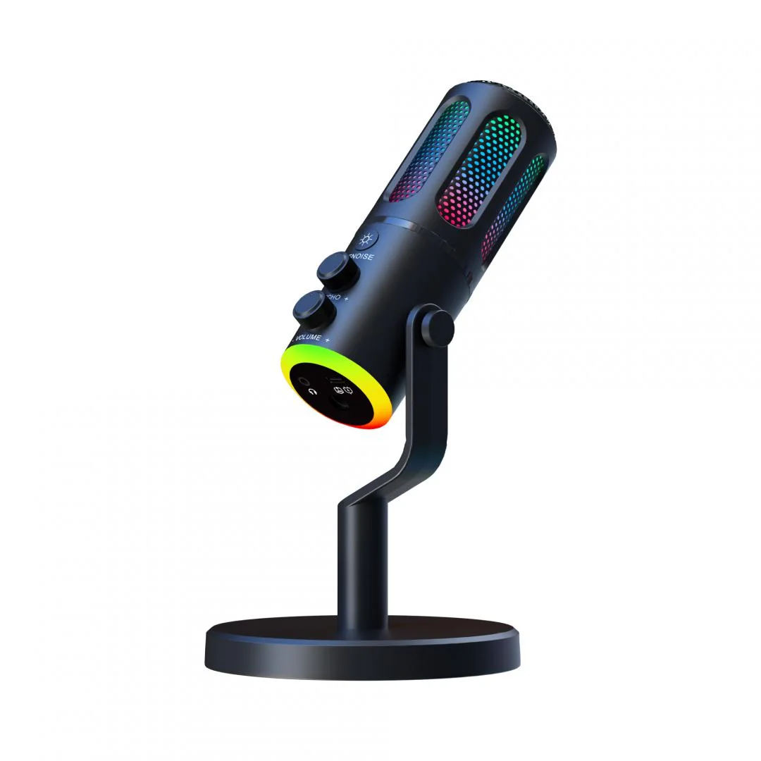 Microfon Gaming de birou Serioux SU8, condenser, unidirectional, frecventa raspuns 20-20KHz, sensibilitate maxima -11DBFS la 80 dB SPL, rata de esantionare 48KHz, rata de biti 16/24bit, raport semnal zgomot 75dB, interfata 3.5mm si USB-C, putere intrare
