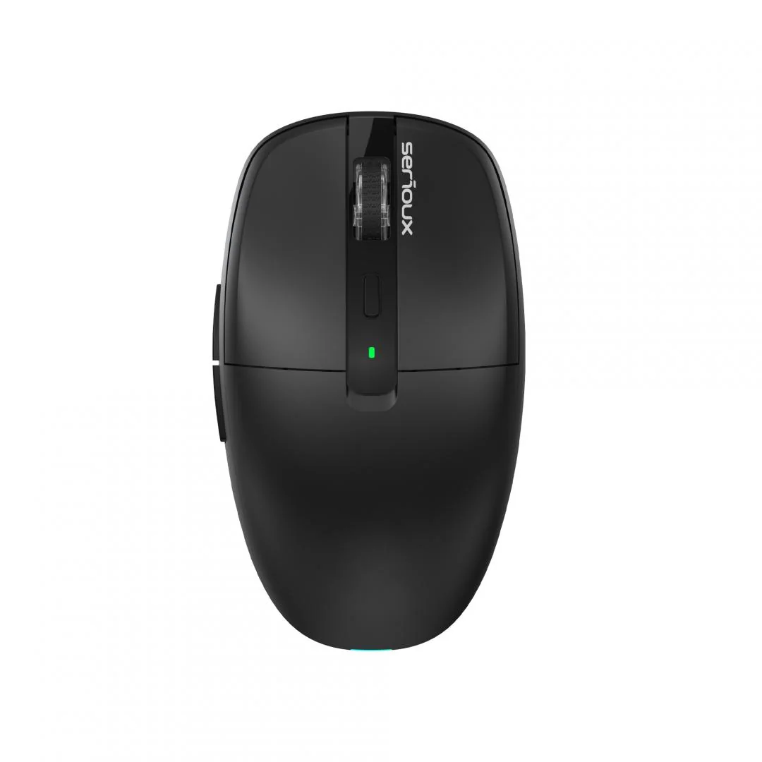 Mouse wireless AirFlow 2.4G+BT cu mod dual, cu receptor dual USB-A +USB-C; LED frontal  Mod: 2.4G + Bluetooth  Număr cheie: 6  Material: ABS  Culoare: Negru complet  DPI: 800-1200-1600  Comutator: Clic silențios pentru butonul L-R  Interfață: Receptor
