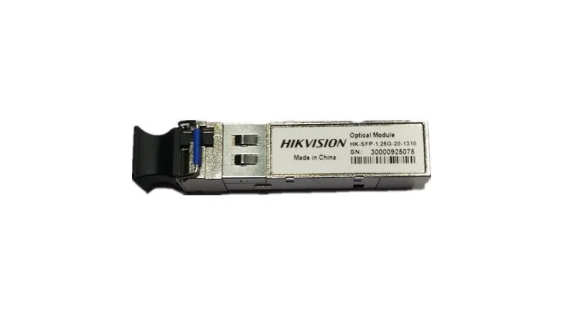 Modul SFP din seria HK-SFP-1.25G, suporta Ethernet 1.25G, alimentare 3.3 VDC dintr-o singura sursa, in conformitate cu standardul ROHS, 2 conectoare LC, tip fibra SMF, duplex fiber, 9/125um, rata date 1250 Mbps, distanta 0-20 km, lungime de unda