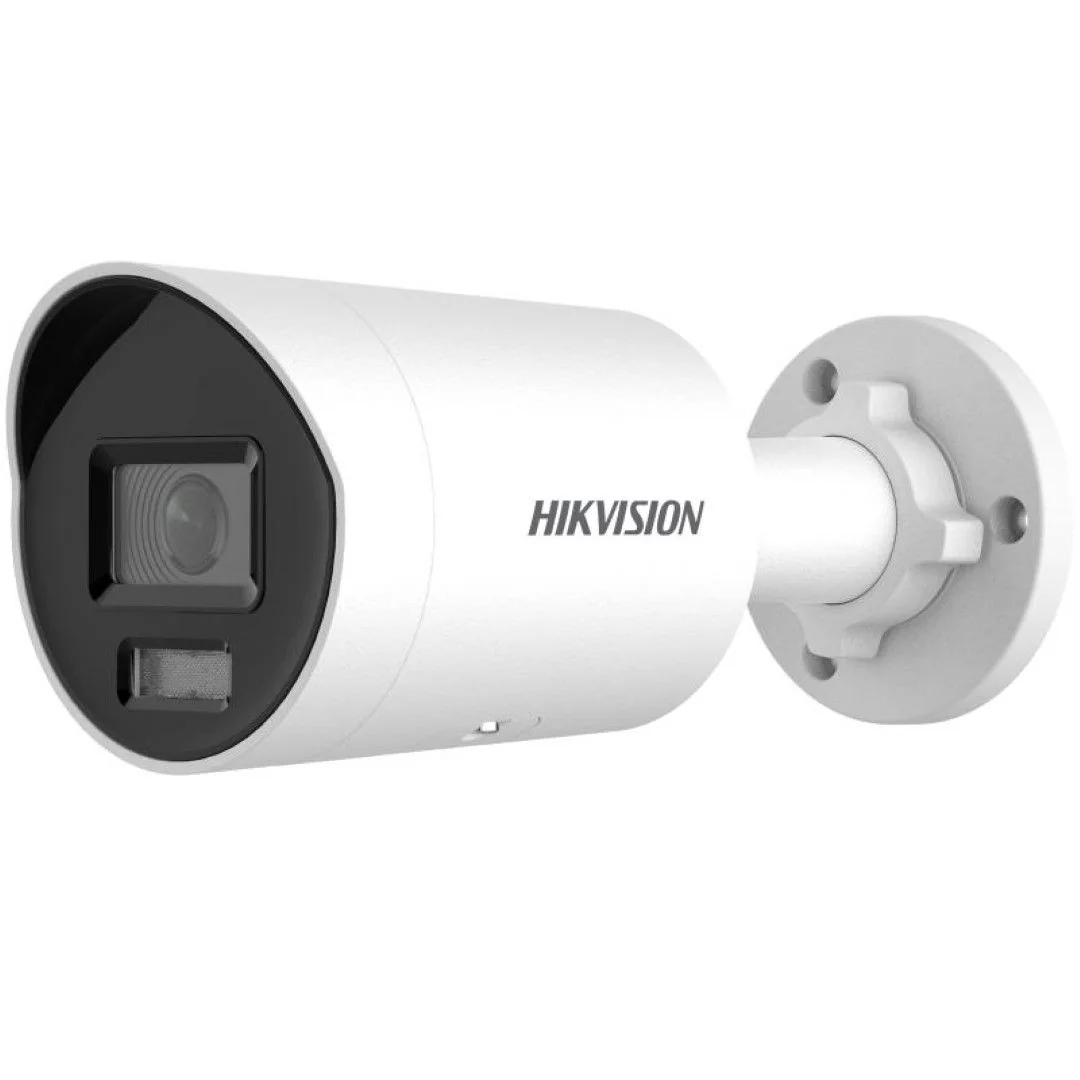 Camera de supraveghere Hikvision DS-2CD2046G2H-I2U/SL(2.8MM) (EF);311327168 Rezolutie 4MP Lentila fixa 2.8 mm Tehnologia AcuSense si DarkFighter Avertizare sonora si lumina stroboscopica cu led IR 60 de metri Alimentare PoE Microfon incorporat Slot card