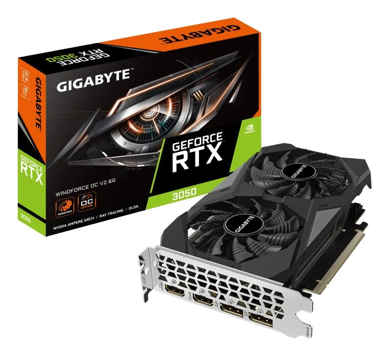 Placa Video GIGABYTE GEFORCE RTX 3050 WINDFORCE OC V2 6GB GDDR6 96 bit, PCIE 4.0, 2x DP 2x HDMI Gigabyte