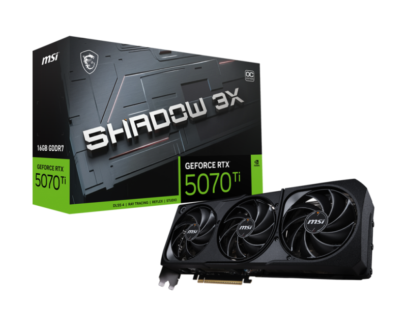 Placa Video MSI GEFORCE RTX 5070 TI 16G SHADOW 3X OC GDDR7 256 bit, PCIE 5.0, 3x DP 1x HDMI | Altamag.ro
