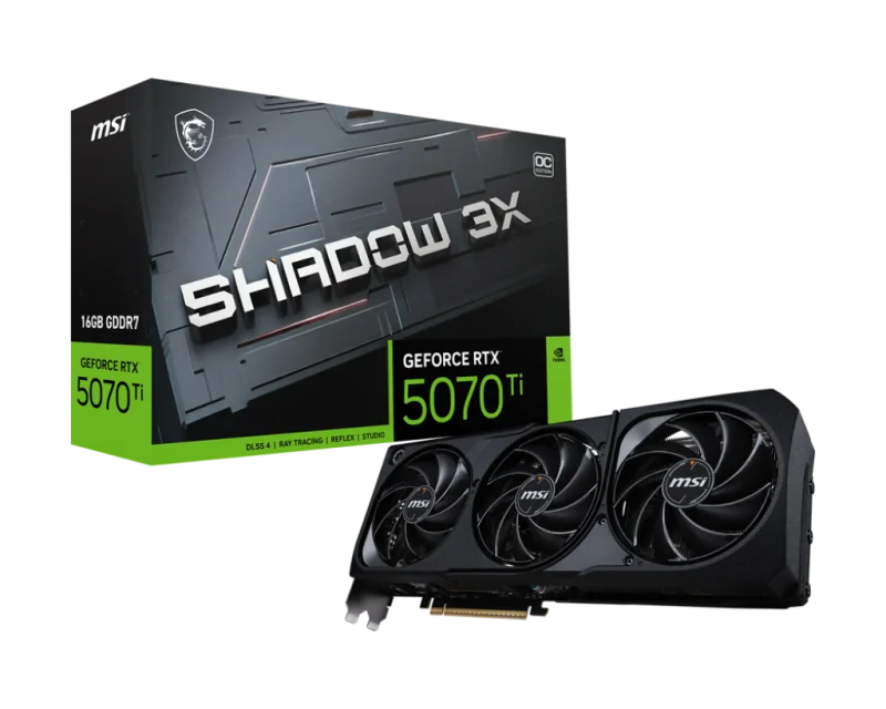 Placa Video MSI GEFORCE RTX 5070 TI 16G SHADOW 3X OC GDDR7 256 bit, PCIE 5.0, 3x DP 1x HDMI