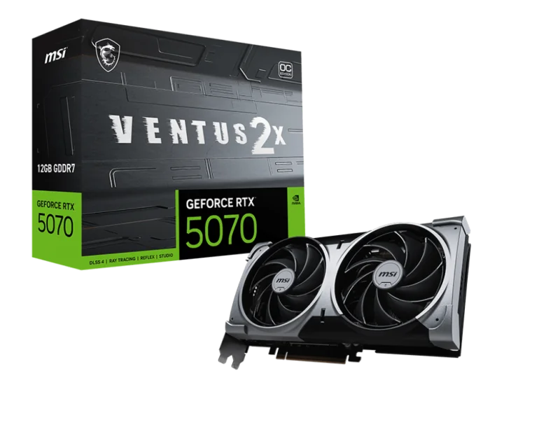 Placa Video MSI GEFORCE RTX 5070 12G VENTUS 2X OC GDDR7 192 bit, PCIE 5.0, 3x DP 1x HDMI