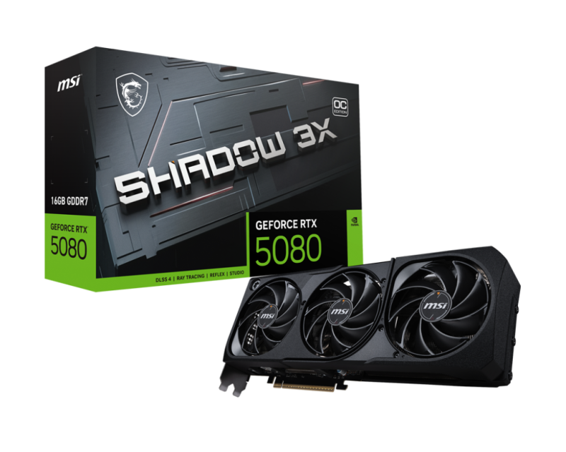 Placa Video MSI GEFORCE RTX 5080 SHADOW 3X OC 16GB GDDR7 256 bit, PCIE 5.0, 3x DP 1x HDMI | Altamag.ro